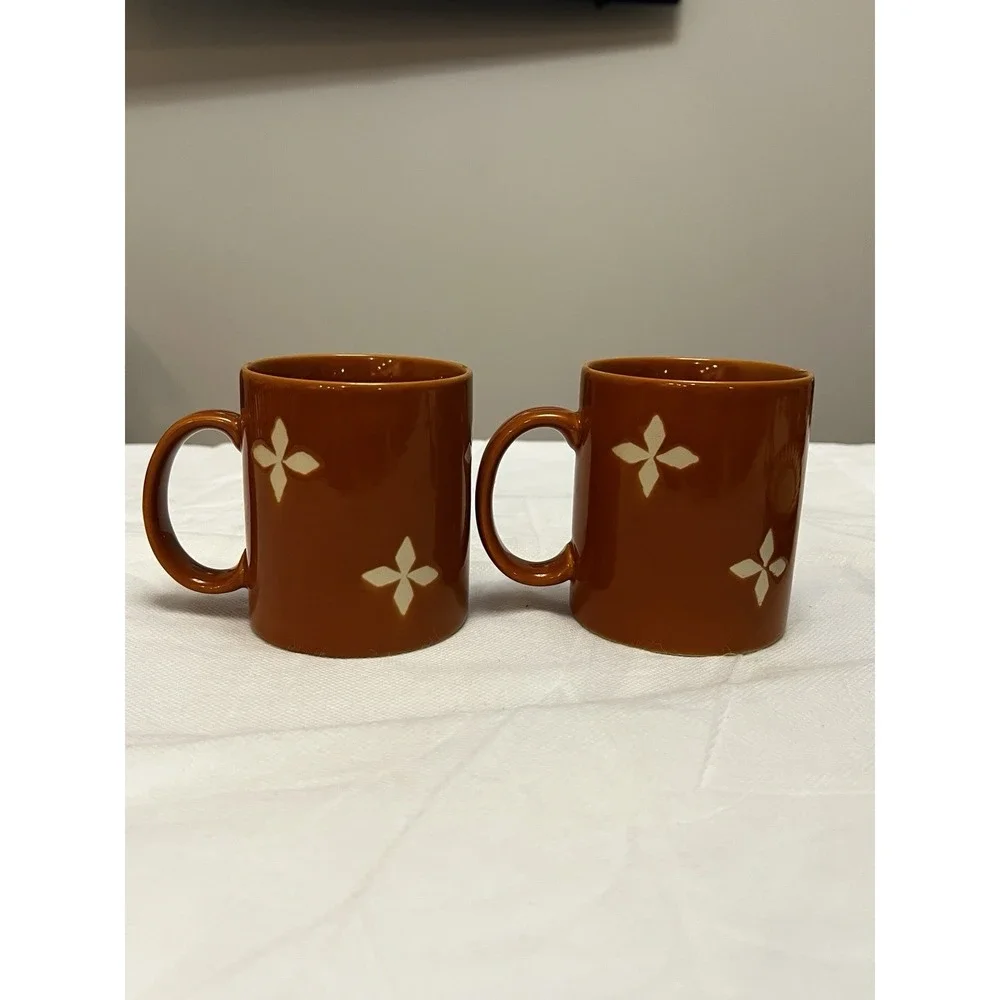 Vtg Pottery Barn Dune Persimmon Cup Mug  Saucer Coffee Tea MCM Boho Replacement